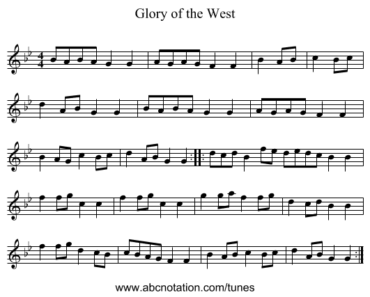 Glory of the West - staff notation