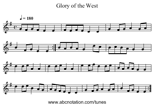 Glory of the West - staff notation