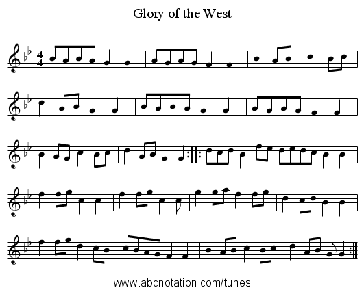 Glory of the West - staff notation