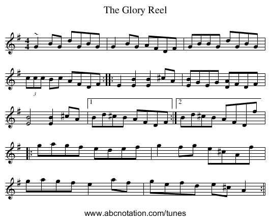 Glory Reel, The - staff notation