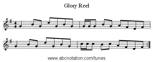 Glory Reel - staff notation