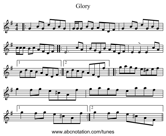 Glory - staff notation