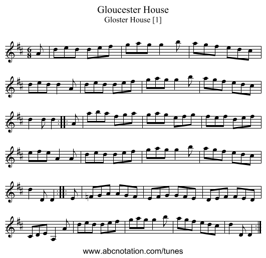 Gloucester House - staff notation