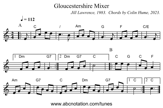 Gloucestershire Mixer - staff notation