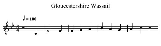 Gloucestershire Wassail - staff notation