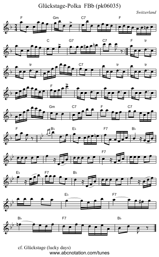 Glückstage-Polka  FBb (pk06035) - staff notation