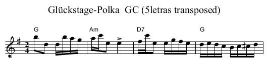Gl&uuml;ckstage-Polka  GC (5letras transposed) - staff notation