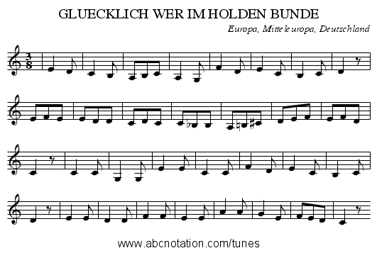 GLUECKLICH WER IM HOLDEN BUNDE - staff notation