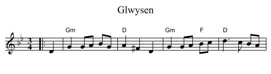 Glwysen - staff notation