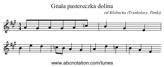 Gnala pastereczka dolina - staff notation