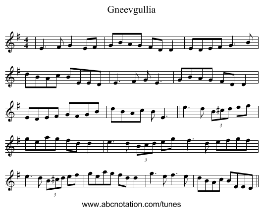 Gneevgullia - staff notation