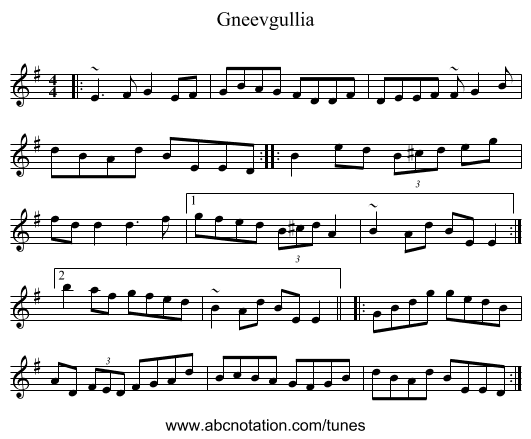 Gneevgullia - staff notation