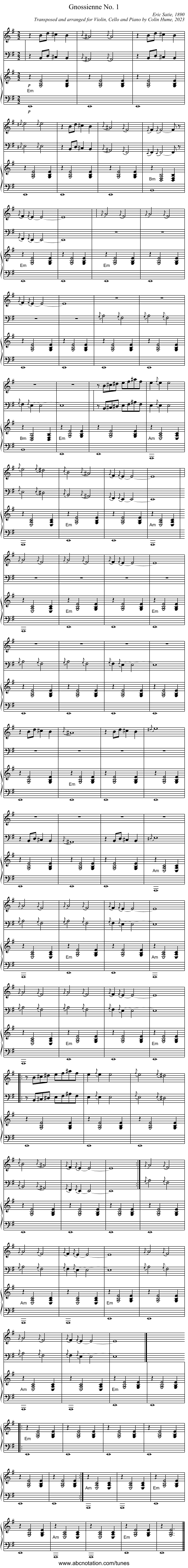 Gnossienne No. 1 - staff notation