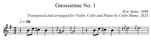 Gnossienne No. 1 - staff notation