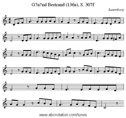 G?n?ral Bertrand (136a), S. 307f - staff notation