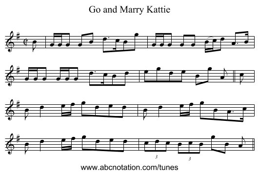 Go and Marry Kattie - staff notation