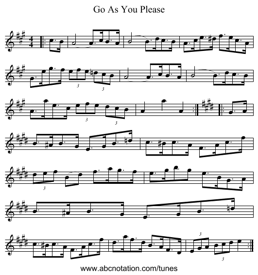 Go As You Please - staff notation