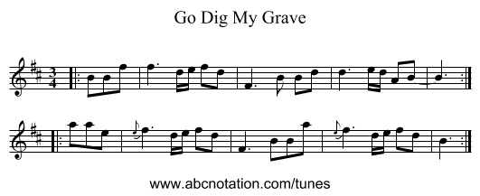Go Dig My Grave - staff notation