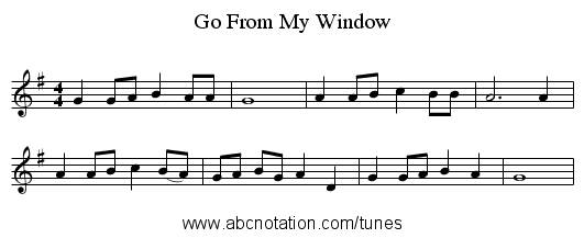 Go From My Window - staff notation