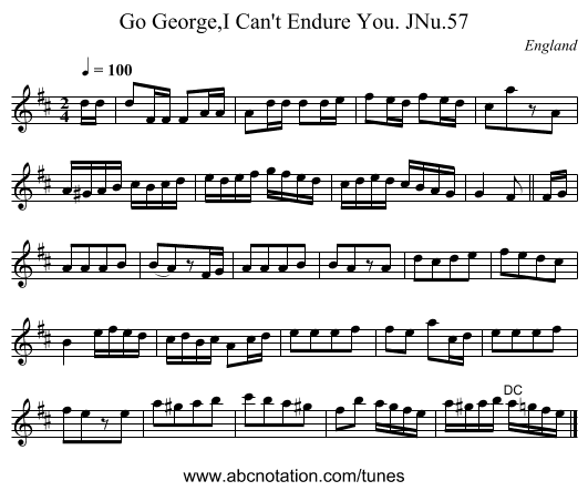 Go George,I Can't Endure You. JNu.57 - staff notation