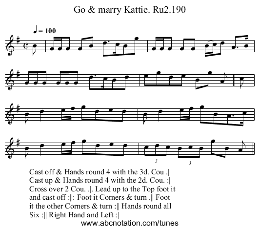 Go & marry Kattie. Ru2.190 - staff notation