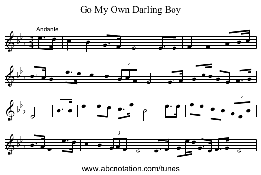 Go My Own Darling Boy - staff notation