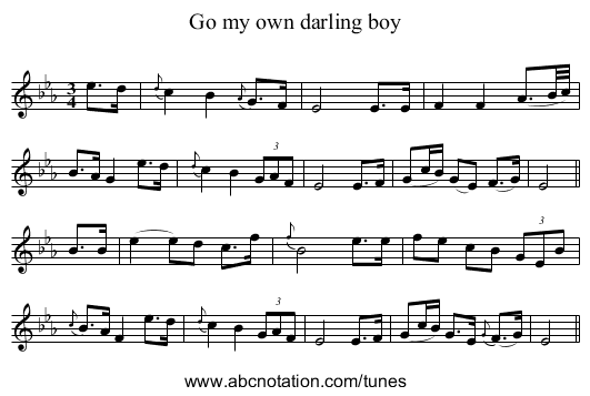 Go my own darling boy - staff notation