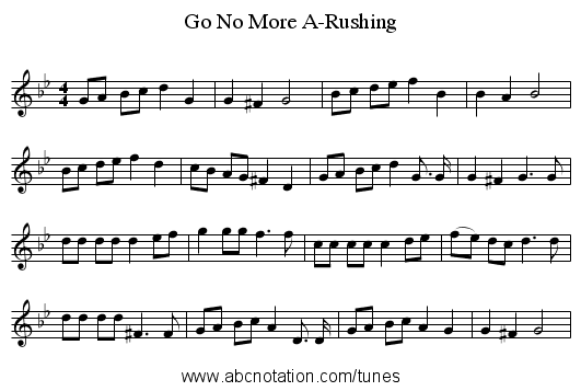 Go No More A-Rushing - staff notation