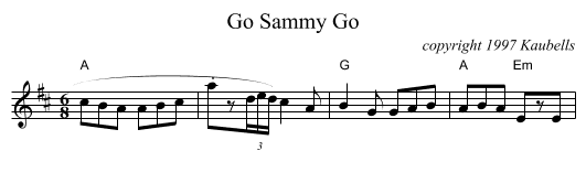 Go Sammy Go - staff notation