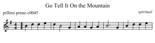Go Tell It On the Mountain - staff notation