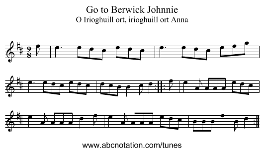 Go to Berwick Johnnie - staff notation
