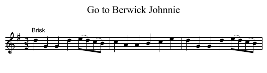 Go to Berwick Johnnie - staff notation
