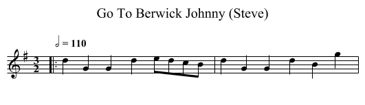 Go To Berwick Johnny (Steve) - staff notation