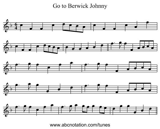 Go to Berwick Johnny - staff notation