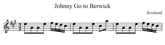 Go to Berwick, Johnny - staff notation