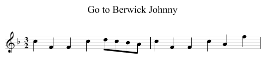 Go to Berwick Johnny - staff notation