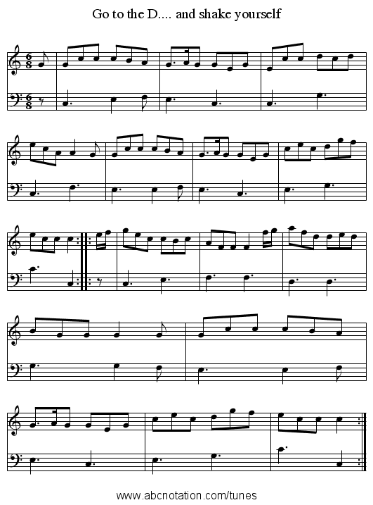 Go to the D.... and shake yourself - staff notation