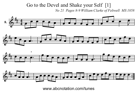 Go to the Devel and Shake your Self  [1] - staff notation