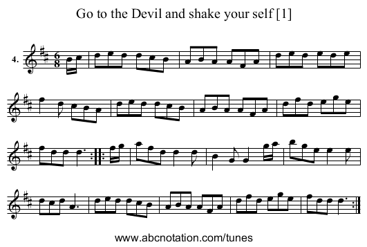 Go to the Devil and shake your self [1] - staff notation
