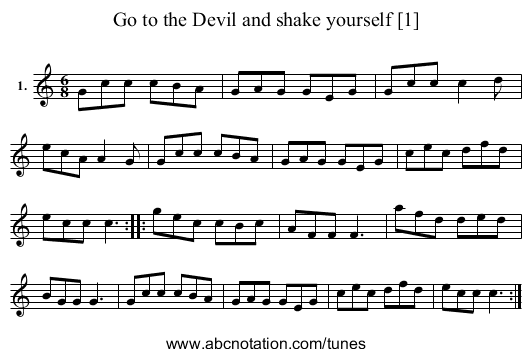 Go to the Devil and shake yourself [1] - staff notation