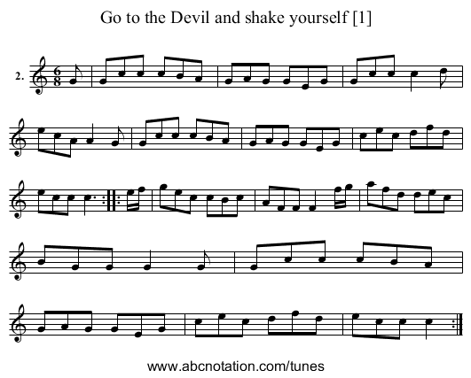 Go to the Devil and shake yourself [1] - staff notation