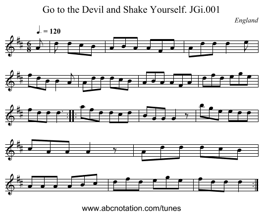 Go to the Devil and Shake Yourself. JGi.001 - staff notation