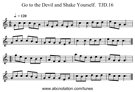 Go to the Devil and Shake Yourself. TJD.16 - staff notation