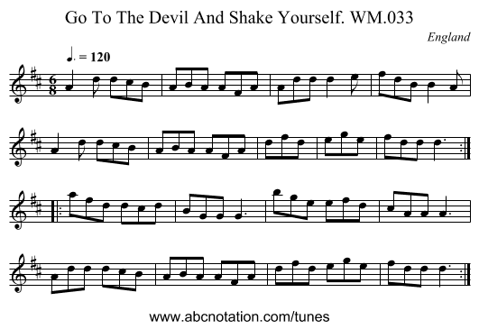 Go To The Devil And Shake Yourself. WM.033 - staff notation