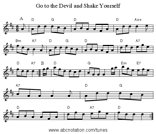 Go to the Devil and Shake Yourself - staff notation