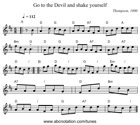 Go to the Devil and shake yourself - staff notation