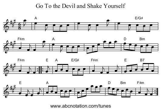 Go To the Devil and Shake Yourself - staff notation