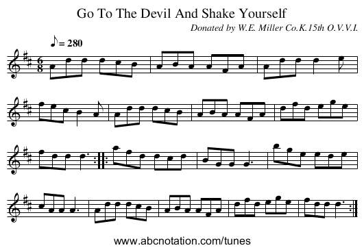 Go To The Devil And Shake Yourself - staff notation