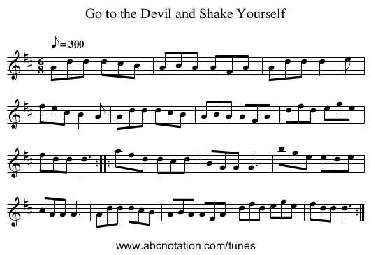 Go to the Devil and Shake Yourself - staff notation