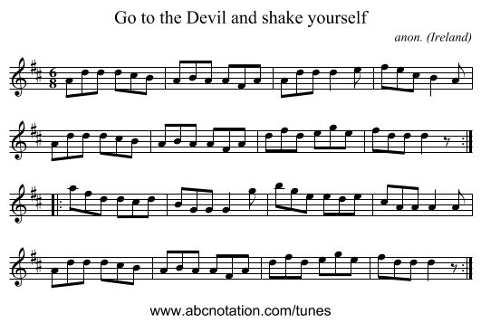 Go to the Devil and shake yourself - staff notation